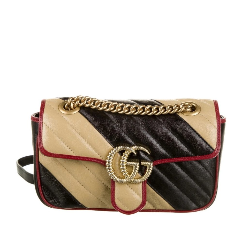 Marmont Chain Shoulder Torchon Mini Quilted Black